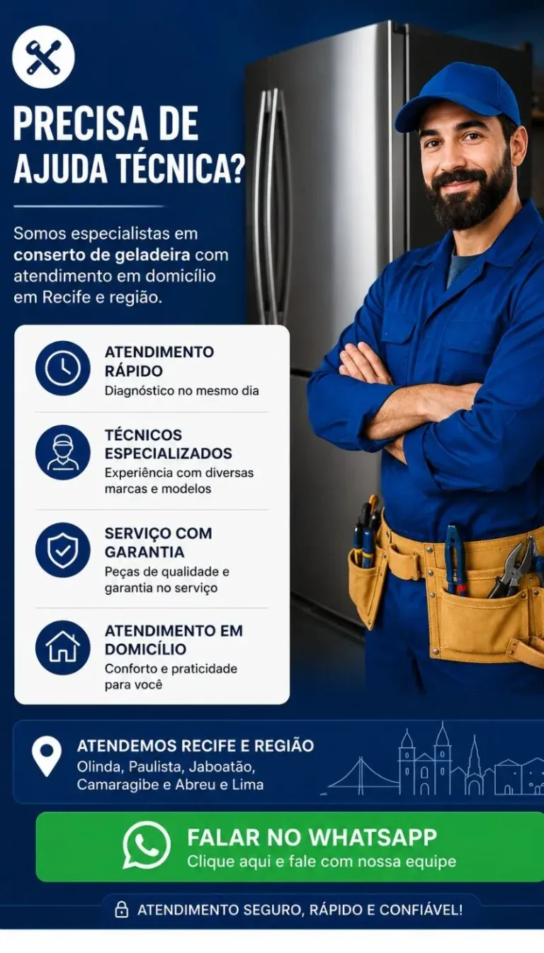 Atendimento técnico para conserto de geladeira em Recife